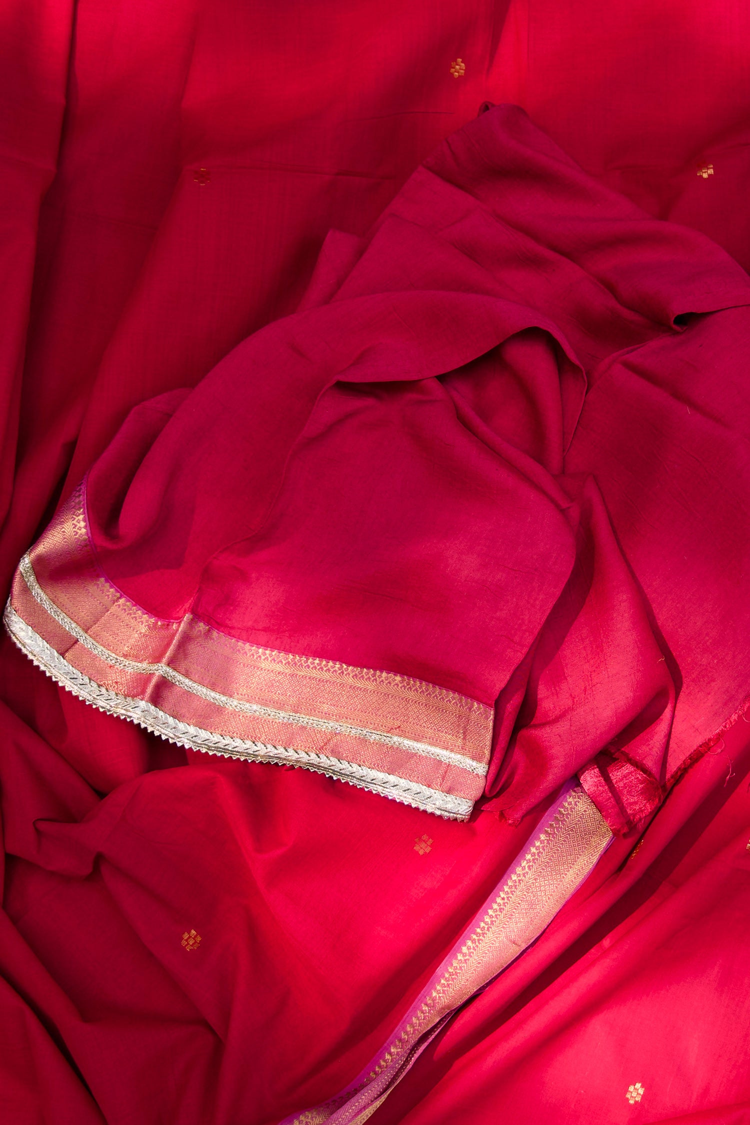 Red & Golden Mangalagiri Cotton Saree