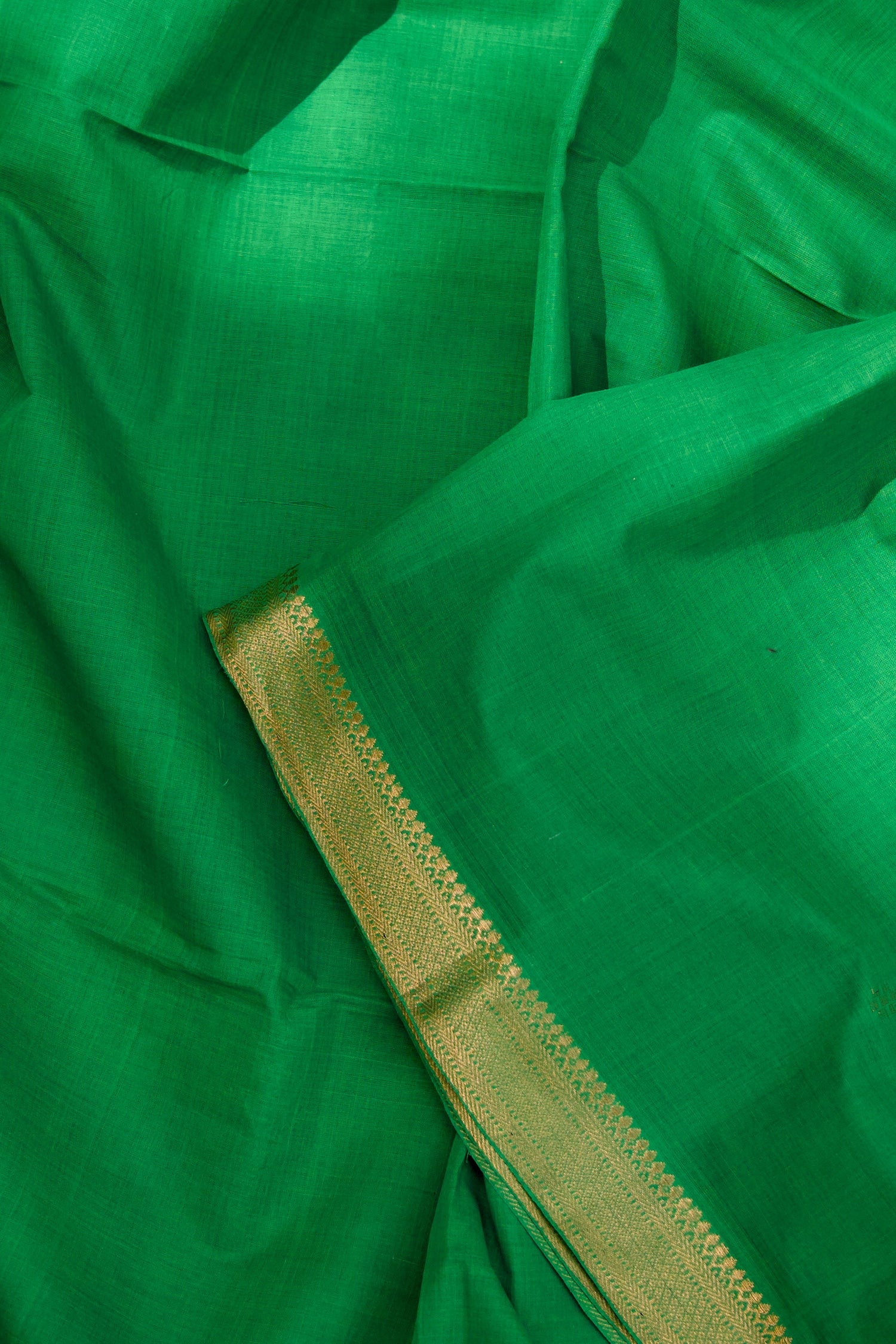Dark Green & Golden Mangalagiri Cotton Saree