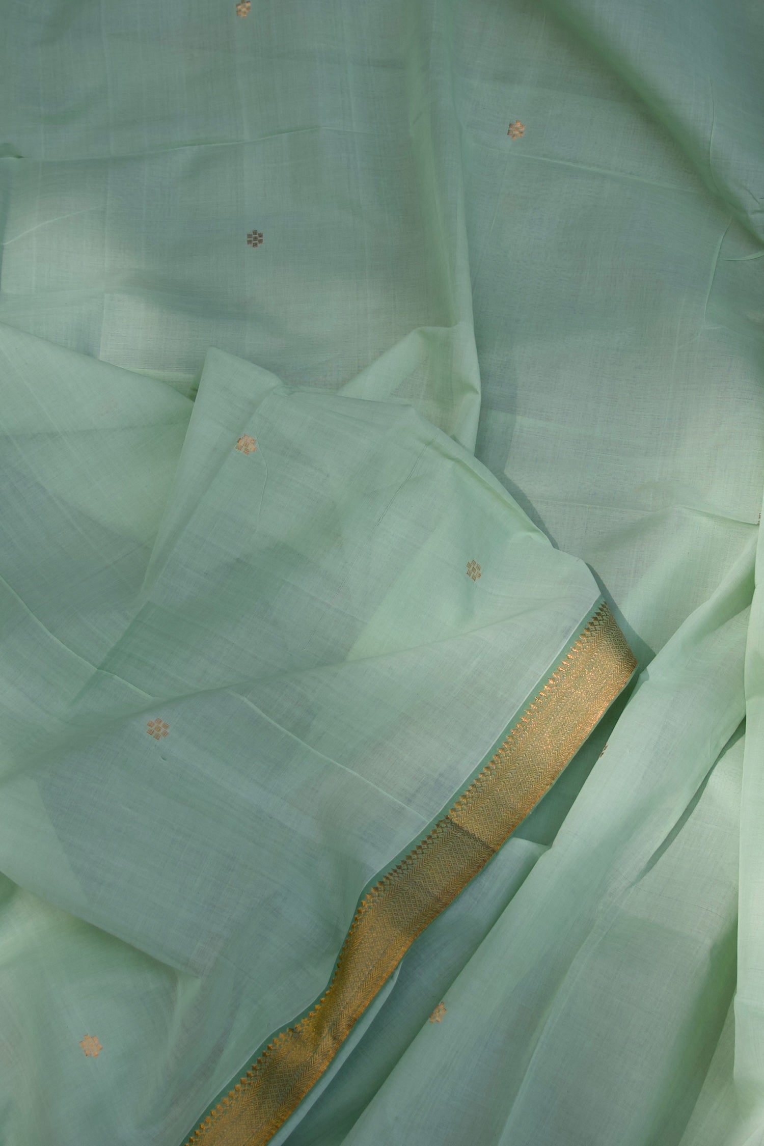 Light & dark green Mangalagiri Cotton Saree