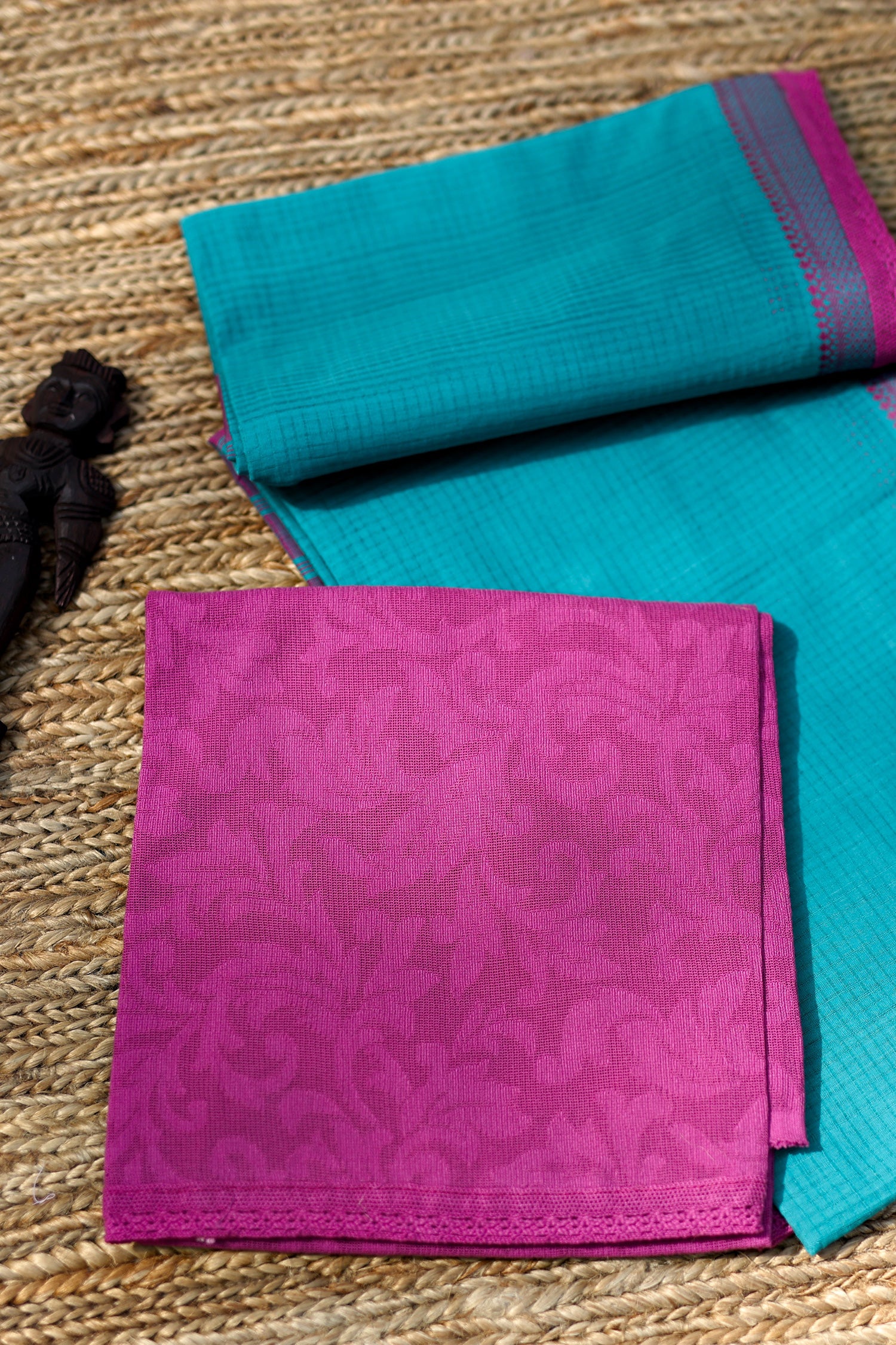 Pink & Moss Green Mangalagiri Cotton Saree