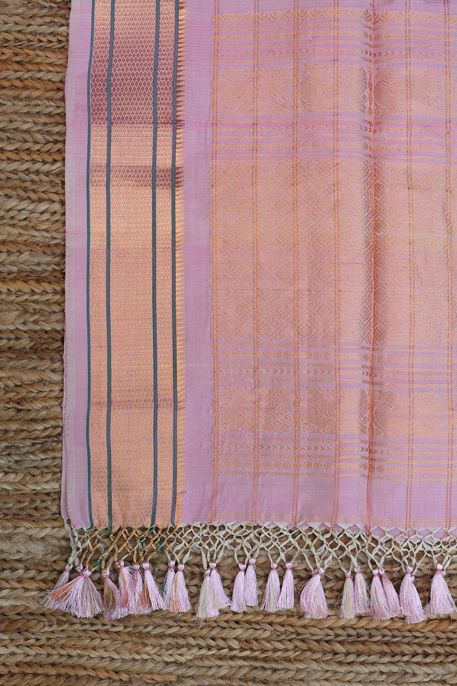 Baby Pink and Golden Dupatta