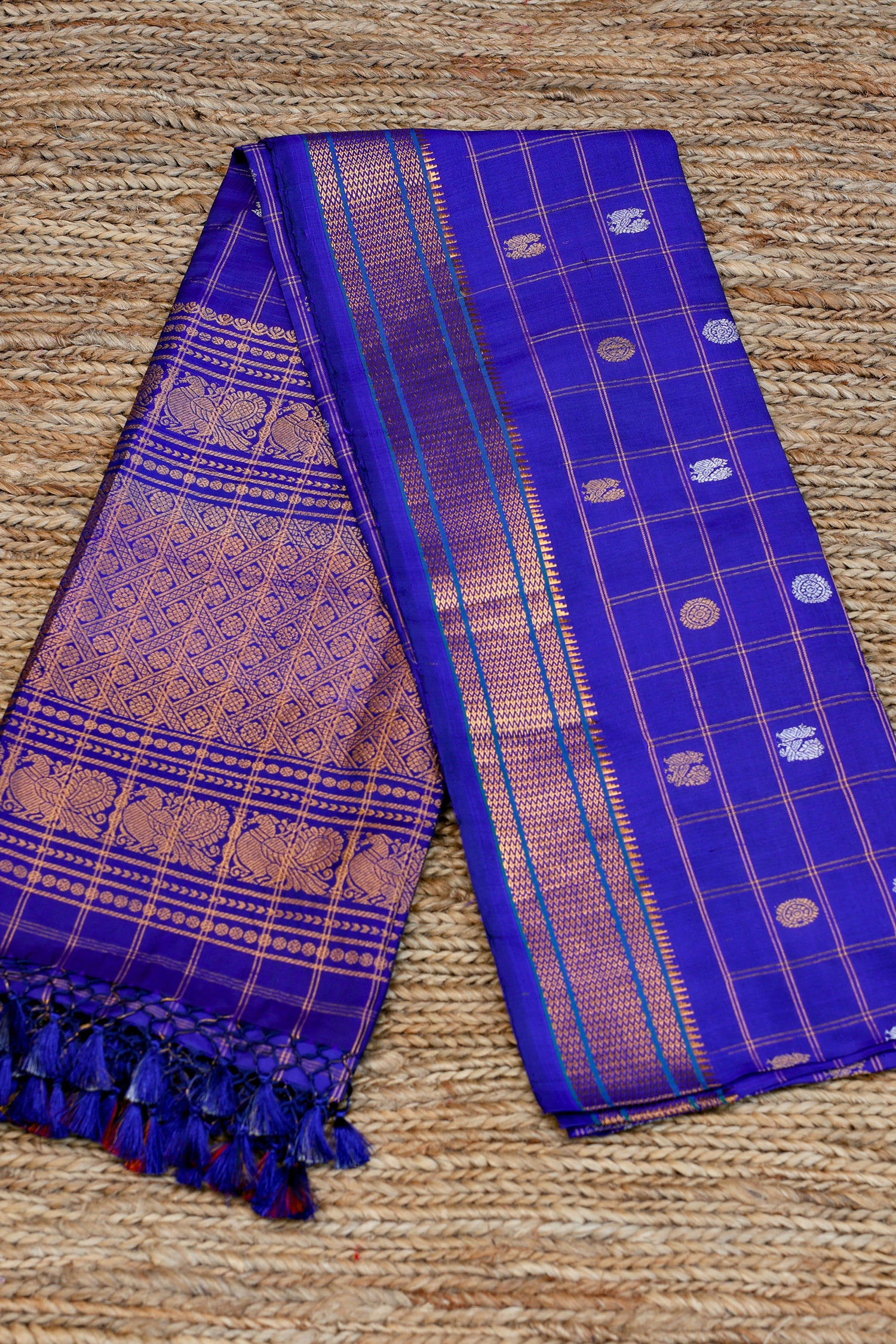 Royal Blue & golden Dupatta