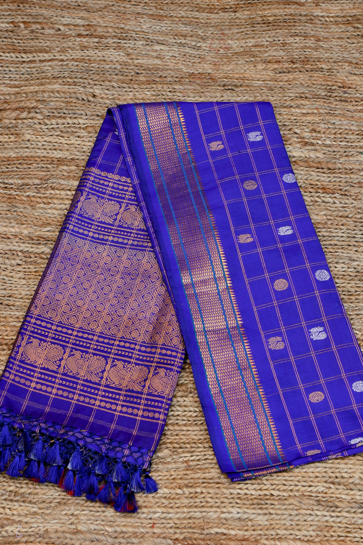 Royal Blue & golden Dupatta